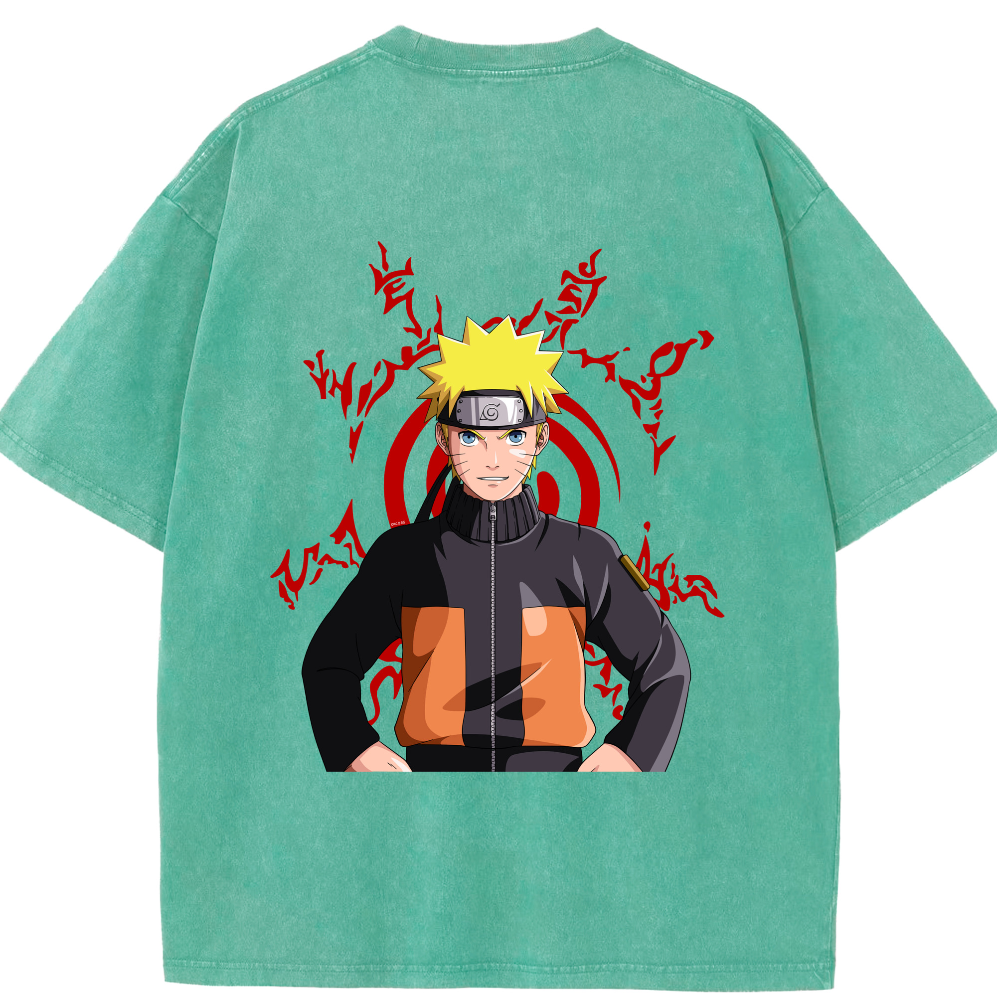 （画像用） NARUTO -ナルト- うずまき ナルト Uzumaki Naruto 綿100% ヴィンテージ風 半袖Tシャツ（背面プリント）